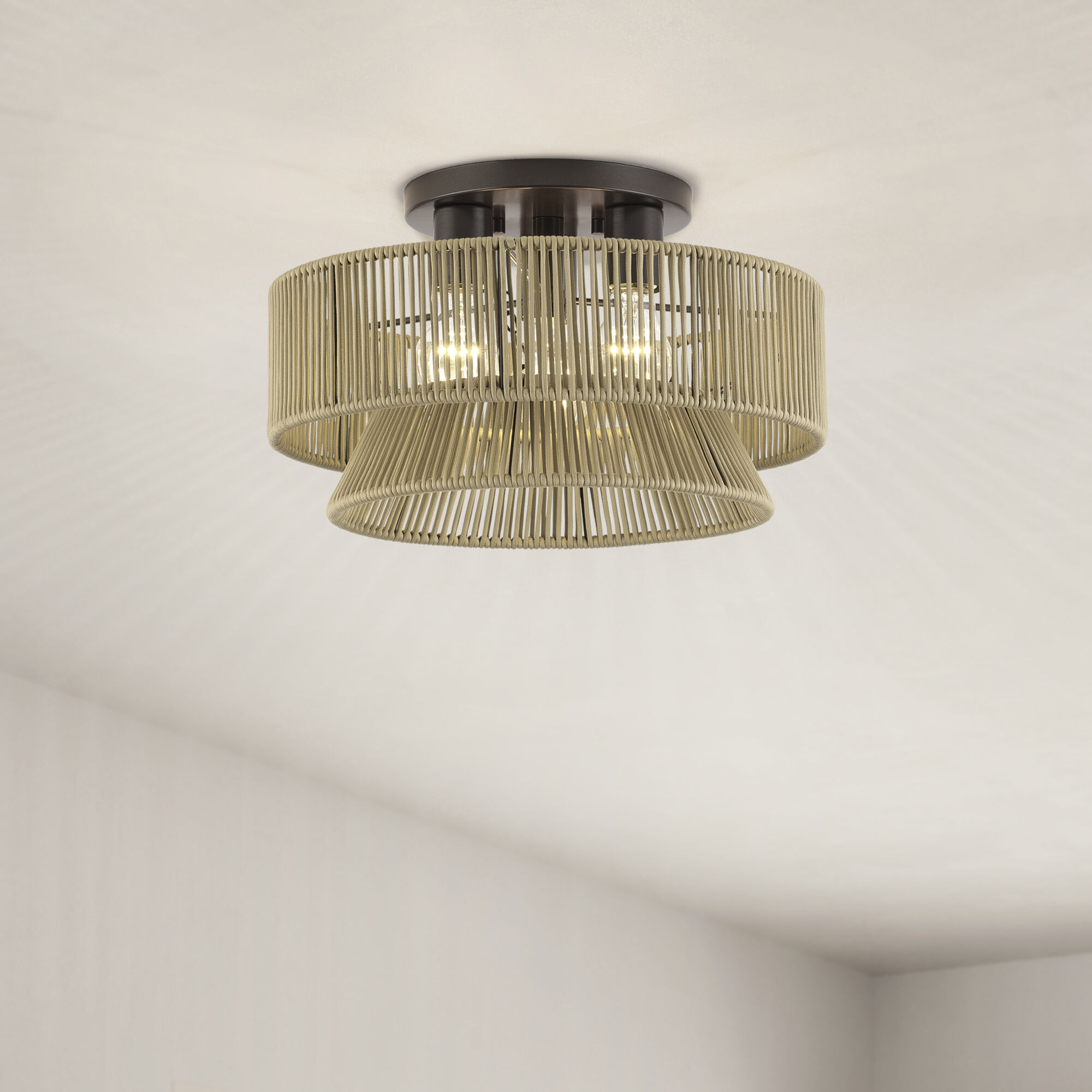 Florell 3 Light 15 inch English Bronze Semi Flush Mount Ceiling Light, Large