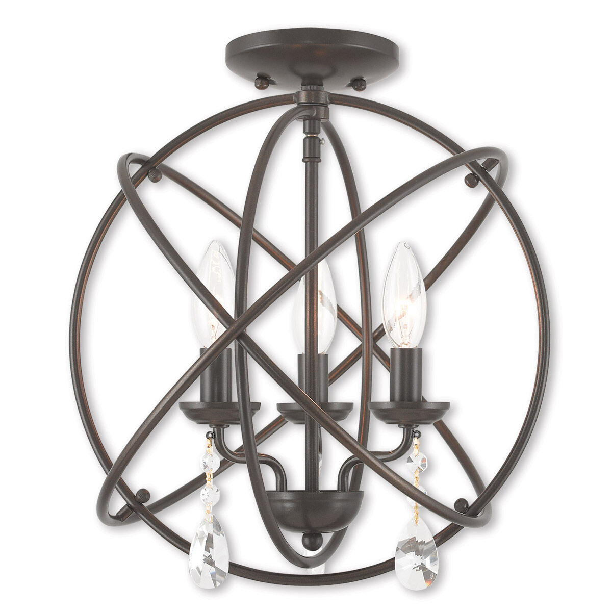 Aria 3 Light 15 inch English Bronze Convertible Mini Chandelier/Ceiling Mount Ceiling Light