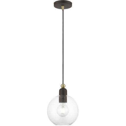 Downtown 1 Light 8 inch Bronze with Antique Brass Accents Pendant Ceiling Light, Sphere