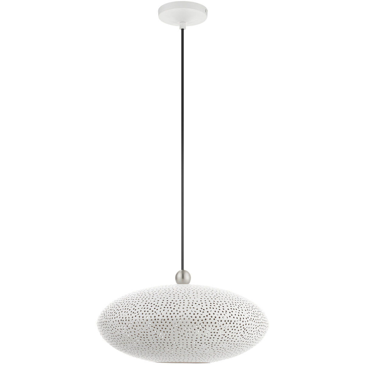 Dublin 1 Light 16 inch White with Brushed Nickel Accents Pendant Ceiling Light