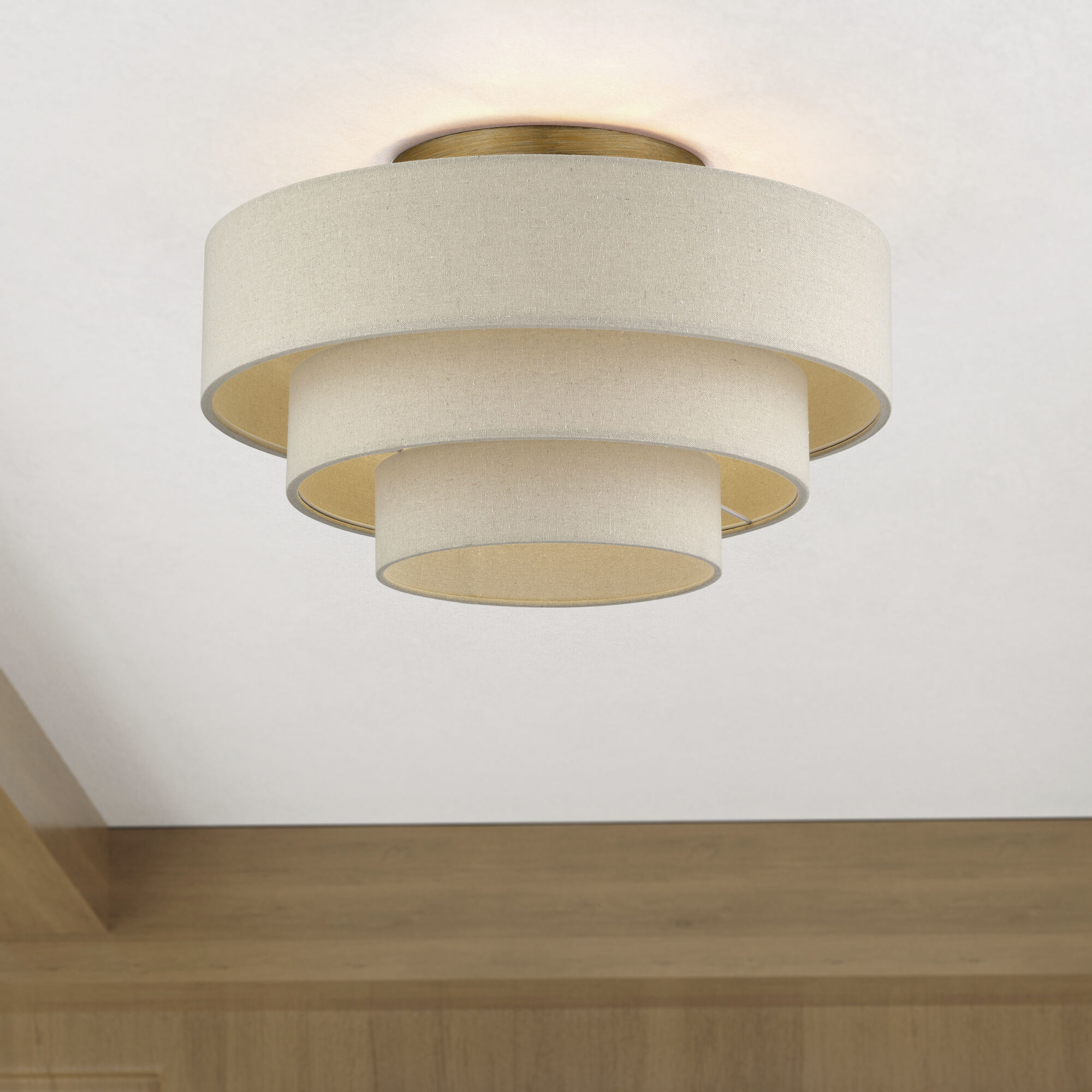 Bellingham 4 Light 21 inch Antique Gold Leaf Semi Flush Mount Ceiling Light, Extra Large