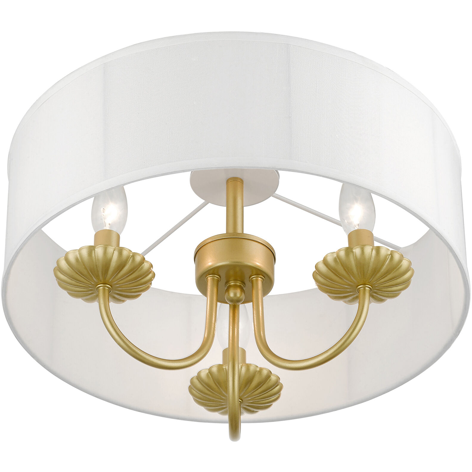 Brookdale 3 Light 16 inch Soft Gold Semi-Flush Mount Ceiling Light