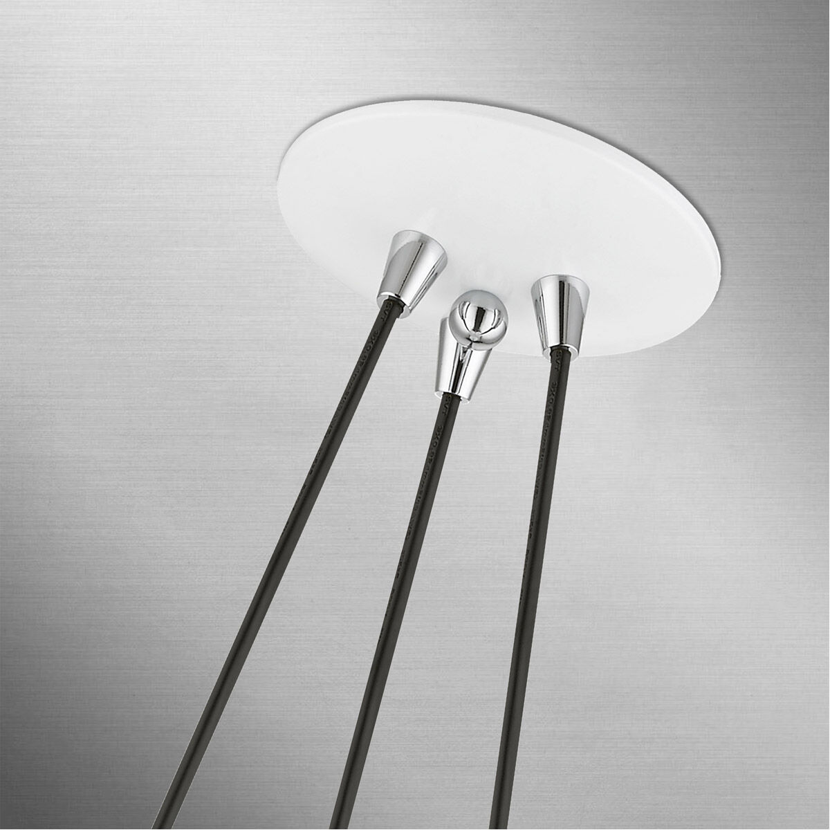 Amador 3 Light 25 inch Shiny White with Polished Chrome Accents Cluster Pendant Ceiling Light