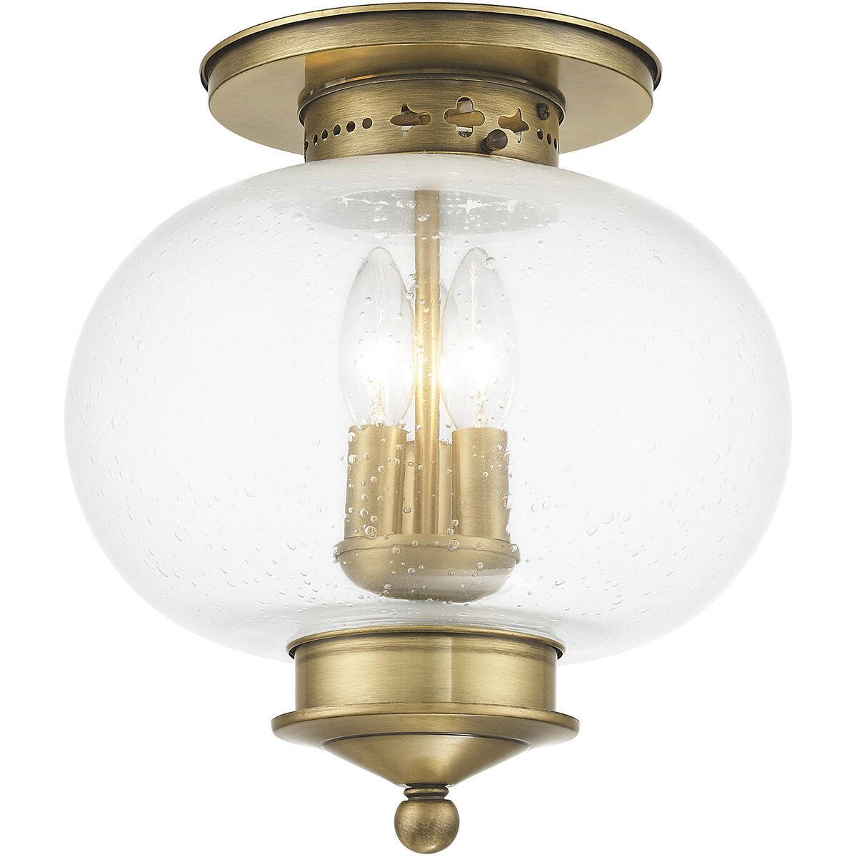 Harbor 3 Light 11 inch Antique Brass Semi-Flush Mount Ceiling Light