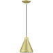 Geneva 1 Light 7 inch Soft Gold with Polished Brass Accents Mini Pendant Ceiling Light