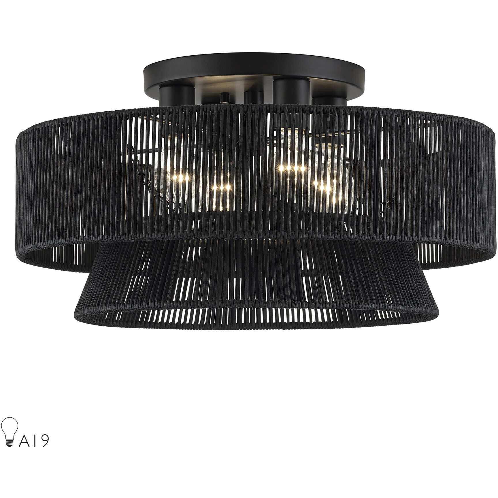 Florell 4 Light 21 inch Black Semi Flush Mount Ceiling Light, Extra Large