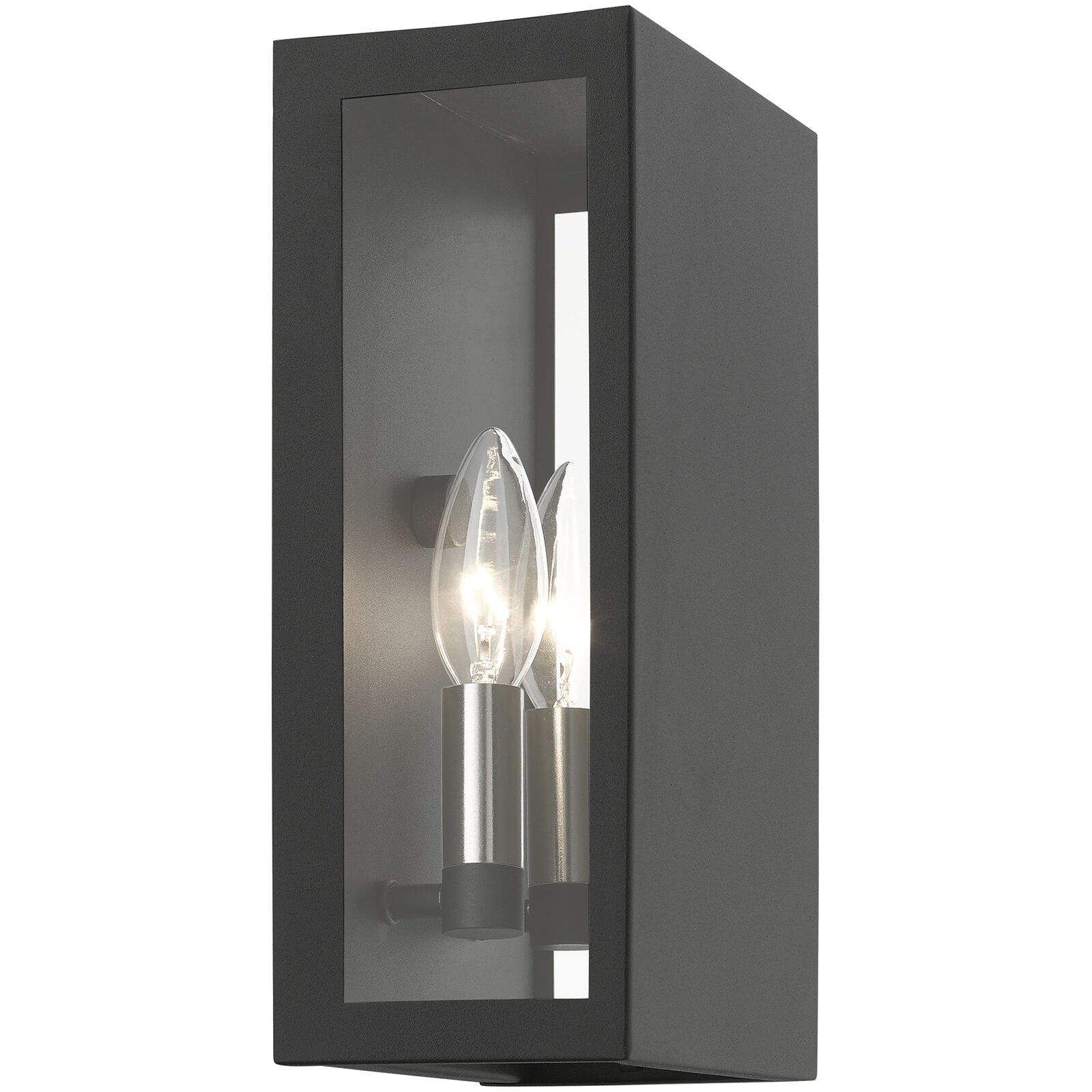 Winfield 2 Light 11 inch Textured Black with Brushed Nickel Candles Outdoor Sconce, Medium