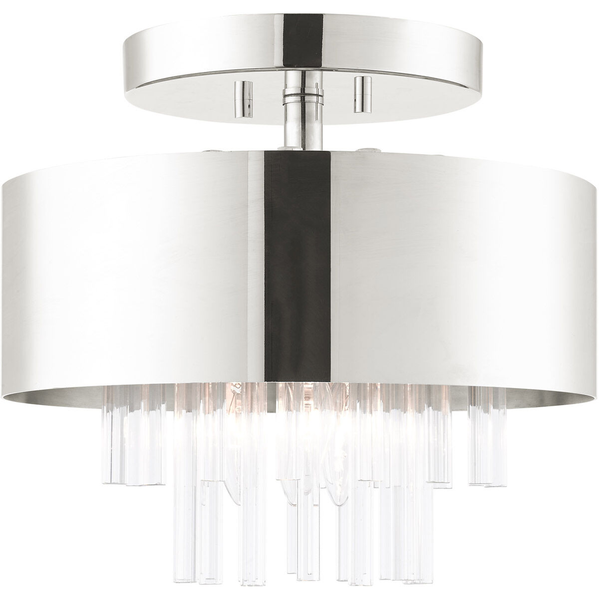 Orenburg 3 Light 13 inch Polished Nickel Semi Flush Ceiling Light
