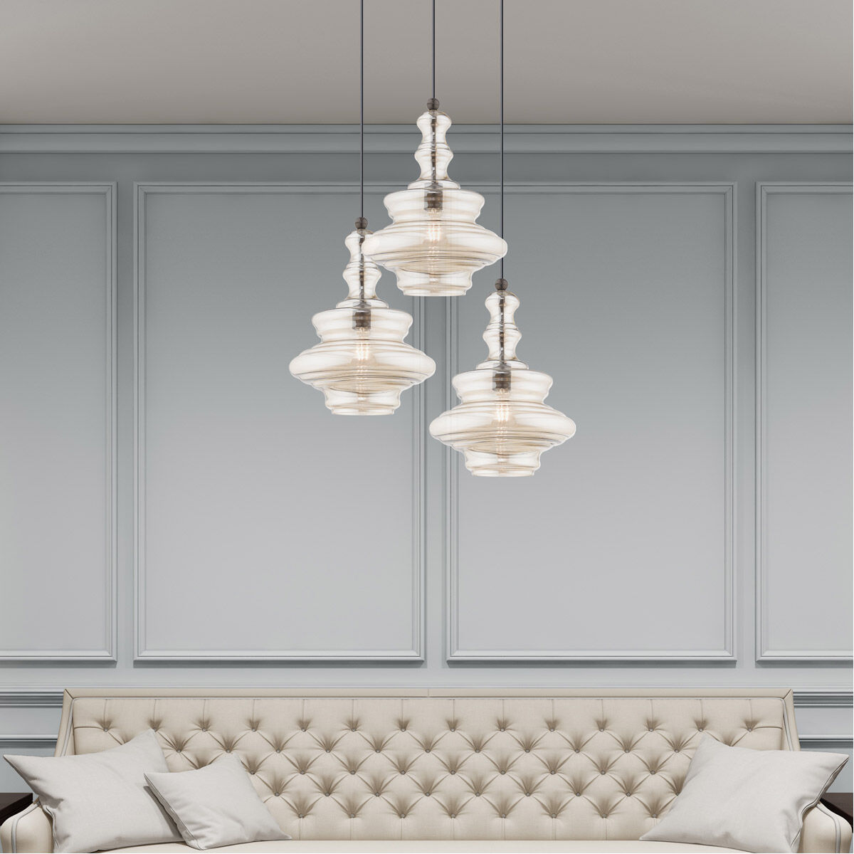 Art Glass 1 Light 12 inch English Bronze Mini Pendant Ceiling Light