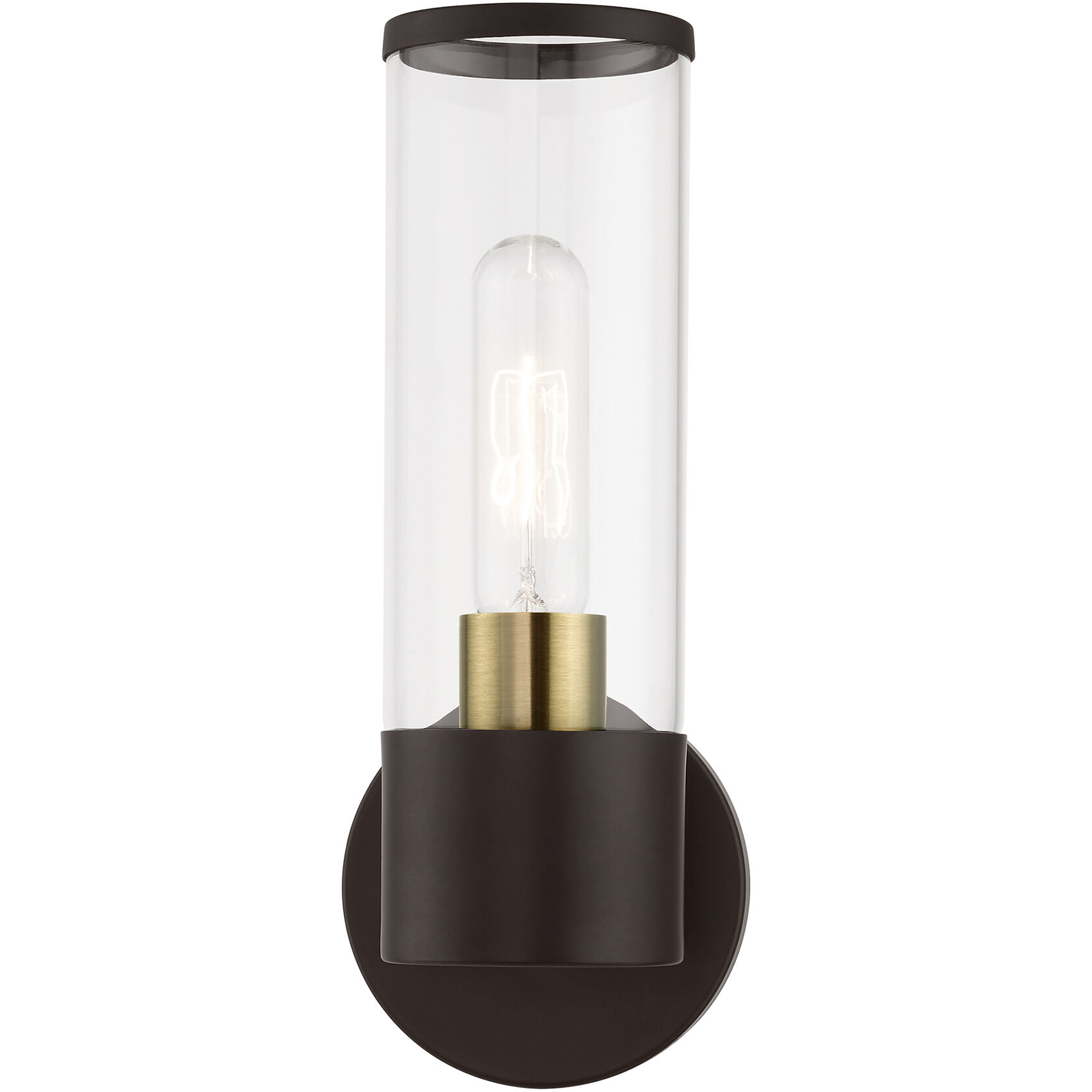 Banca 1 Light 4 inch Bronze with Antique Brass Accent ADA Single Sconce Wall Light, Single