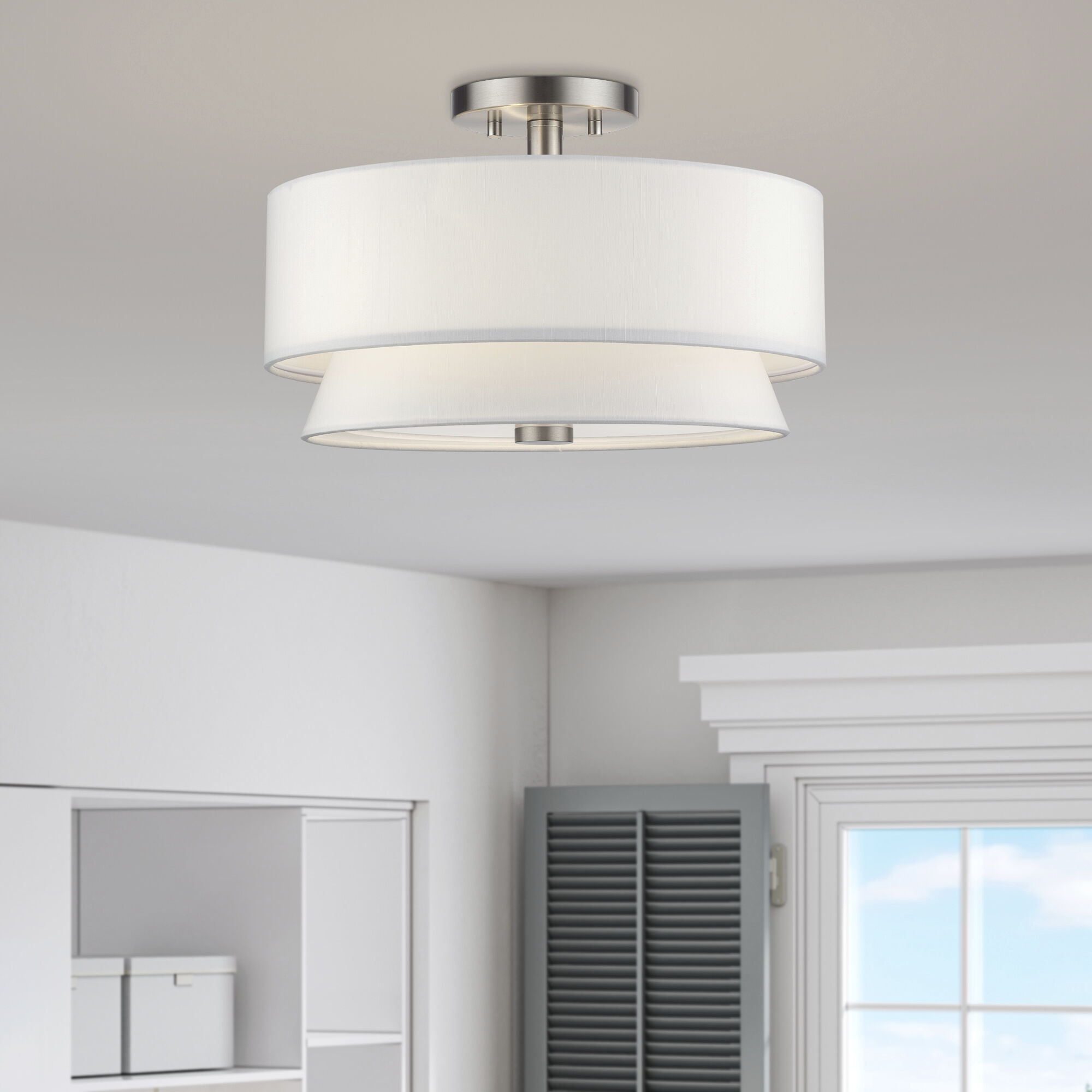 Fontana 3 Light 15 inch Brushed Nickel Semi-Flush Ceiling Light