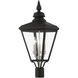Adams 3 Light 26.75 inch Black with Brushed Nickel Finish Cluster Outdoor Large Post Top Lantern
