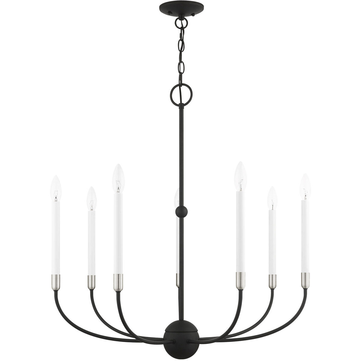 Clairmont 7 Light 28 inch Black with Brushed Nickel Accents Chandelier Ceiling Light