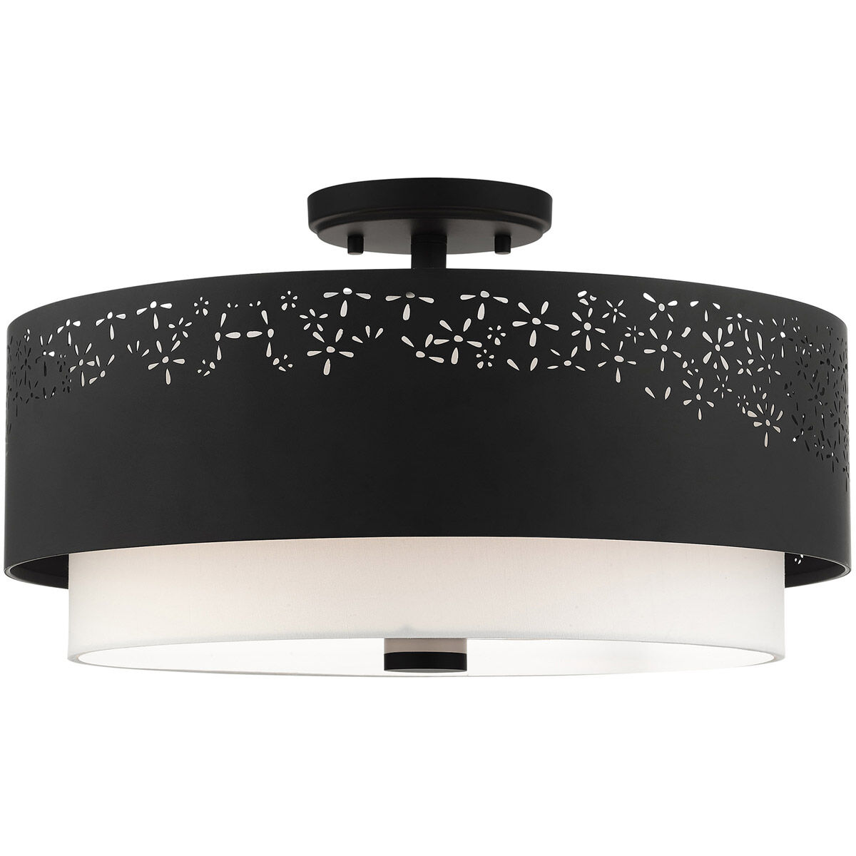 Noria 4 Light 20 inch Black Semi Flush Ceiling Light