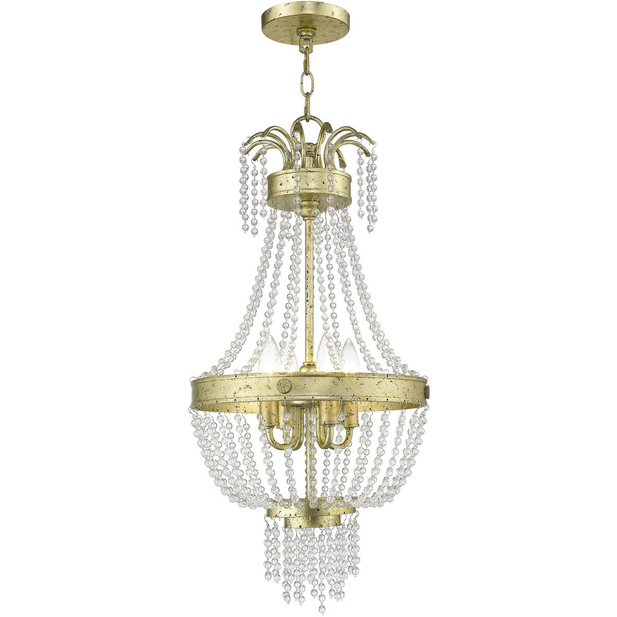Valentina 4 Light 13 inch Hand Applied Winter Gold Pendant Ceiling Light