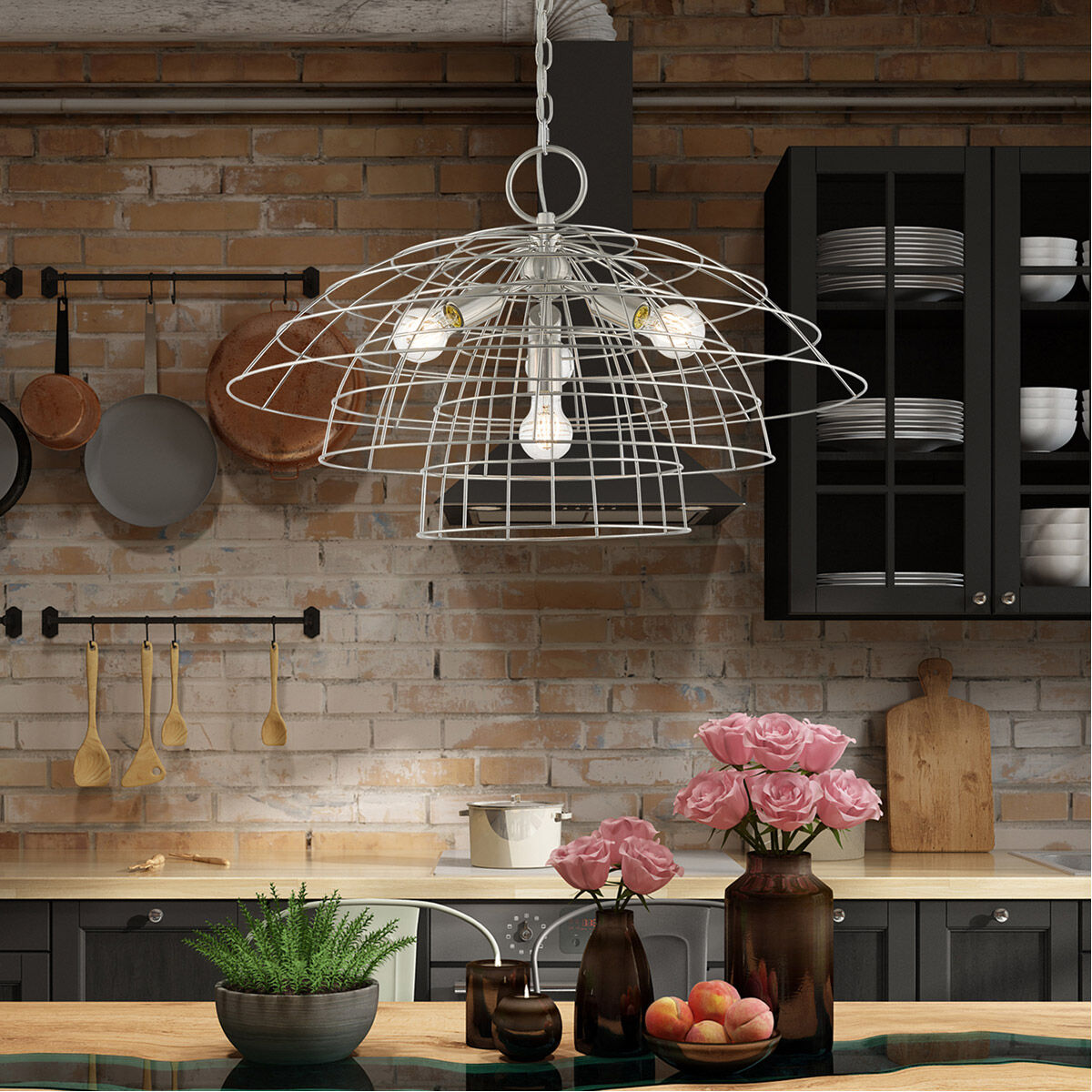 Brooklyn 4 Light 28 inch Brushed Nickel Chandelier Ceiling Light