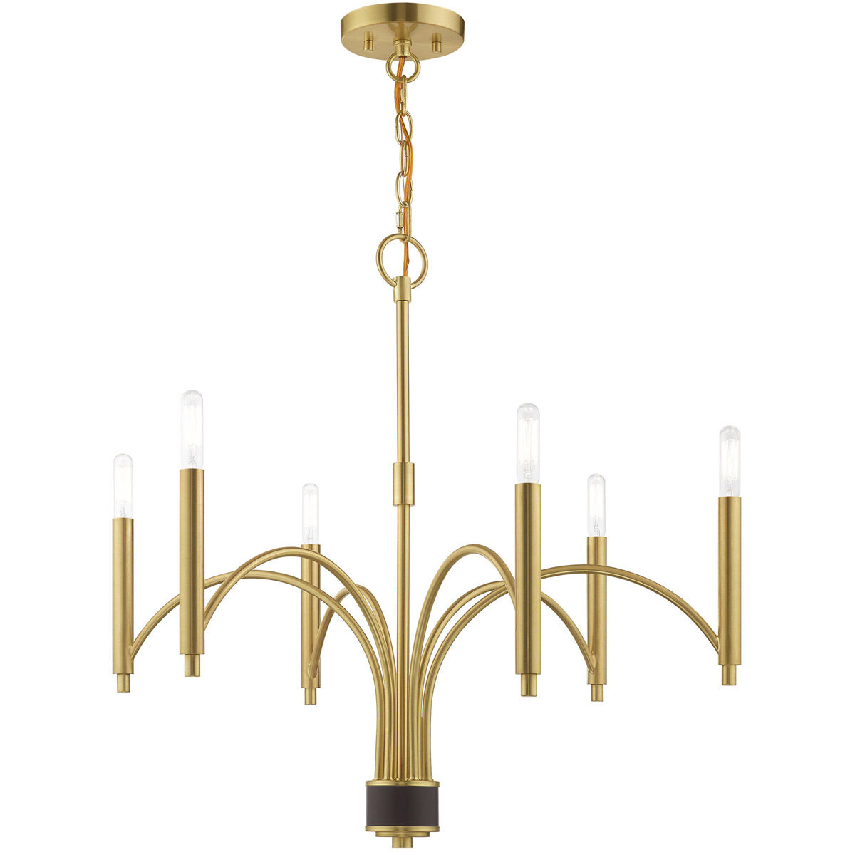 Wisteria 6 Light 26 inch Satin Brass Chandelier Ceiling Light