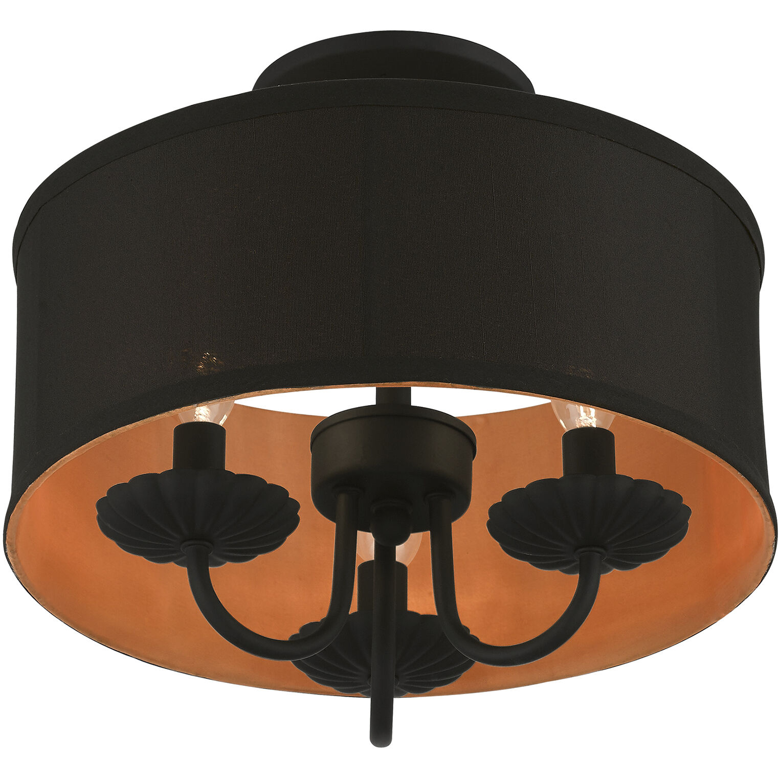 Winchester 3 Light 13 inch Black Semi-Flush Mount Ceiling Light