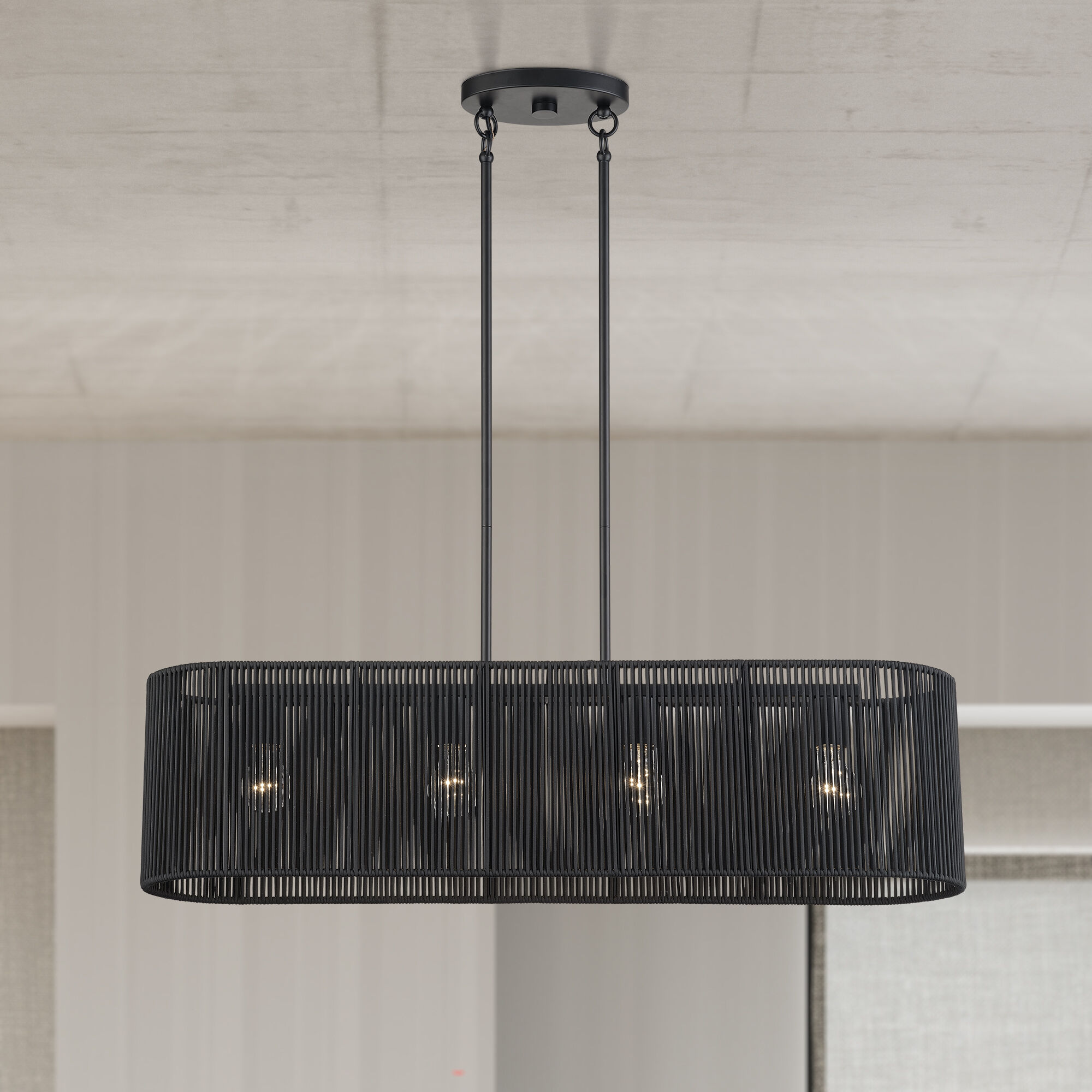 Acordia 4 Light 36 inch Black Linear Chandelier Ceiling Light, Large