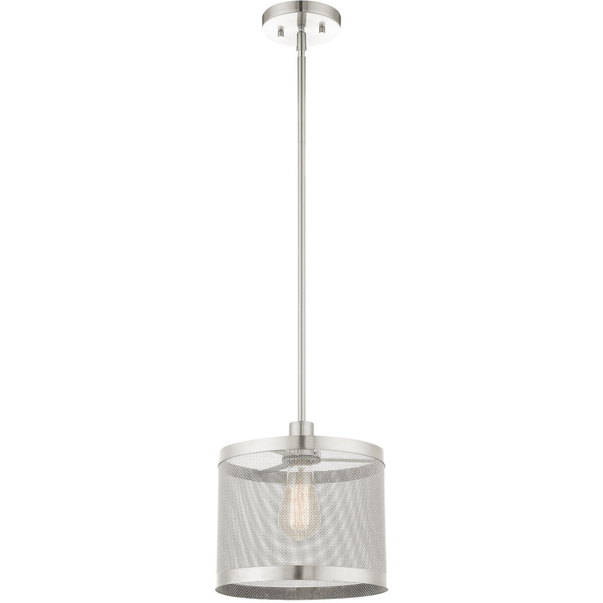 Industro 1 Light 10 inch Brushed Nickel Pendant Ceiling Light
