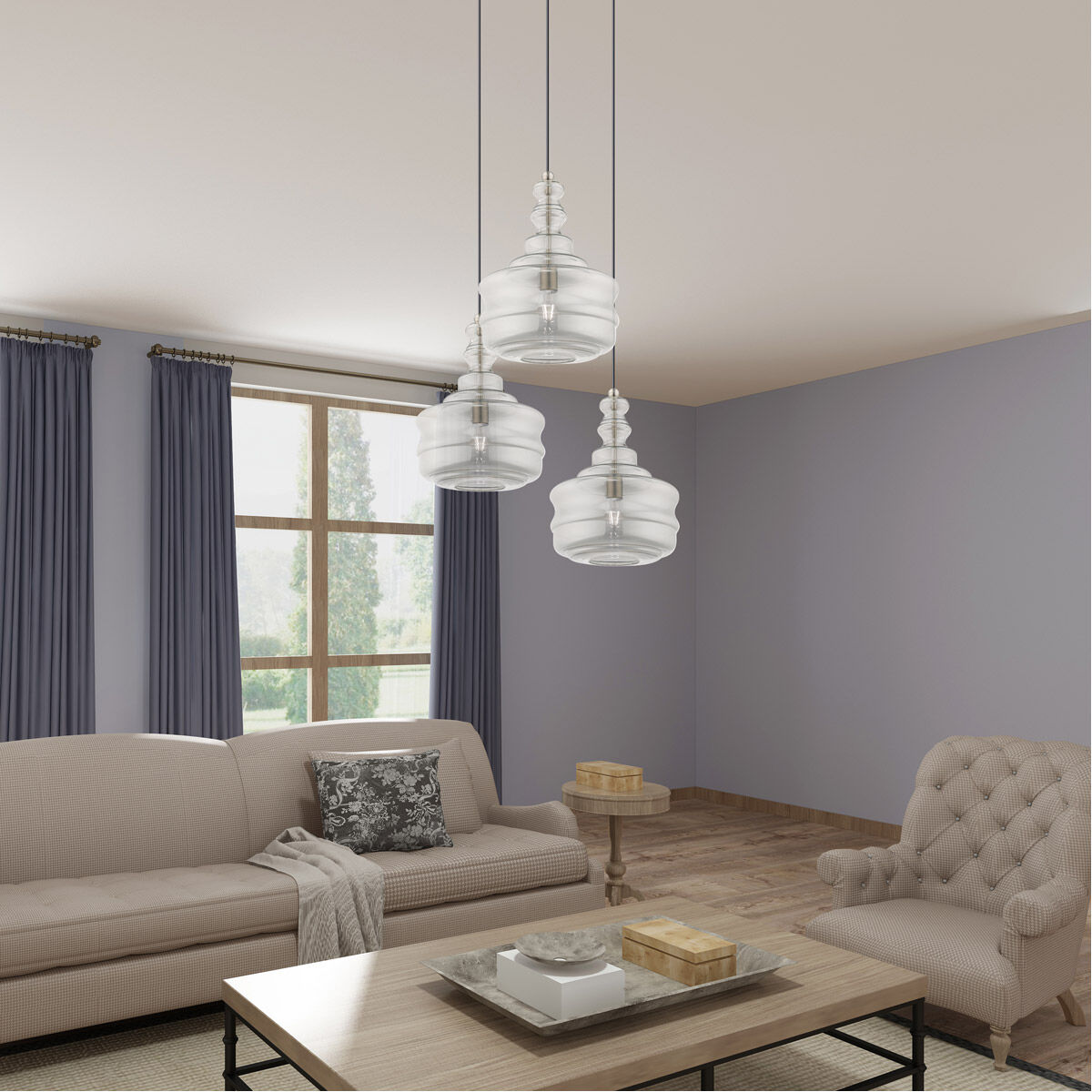 Art Glass 1 Light 12.63 inch Brushed Nickel Mini Pendant Ceiling Light