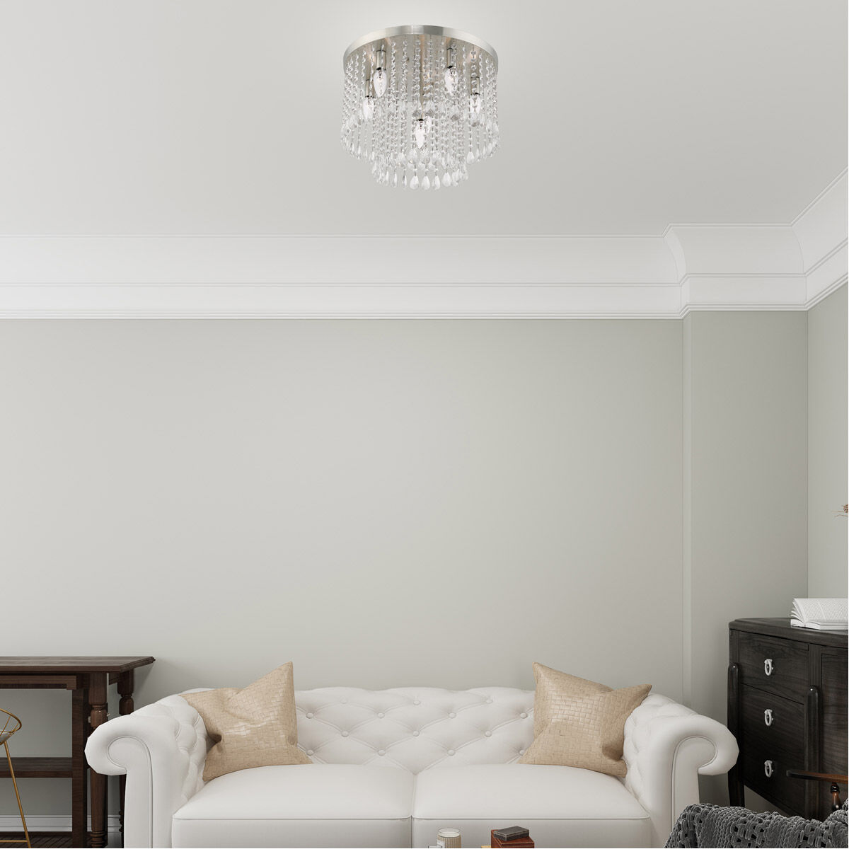 Elizabeth 6 Light 18 inch Brushed Nickel Flush Mount Ceiling Light