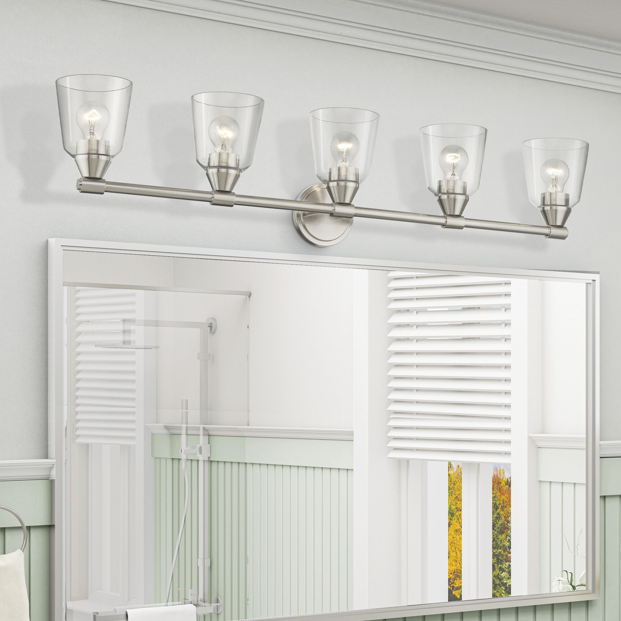 Catania 5 Light 42 inch Brushed Nickel Vanity Wall Sconce Wall Light, Large