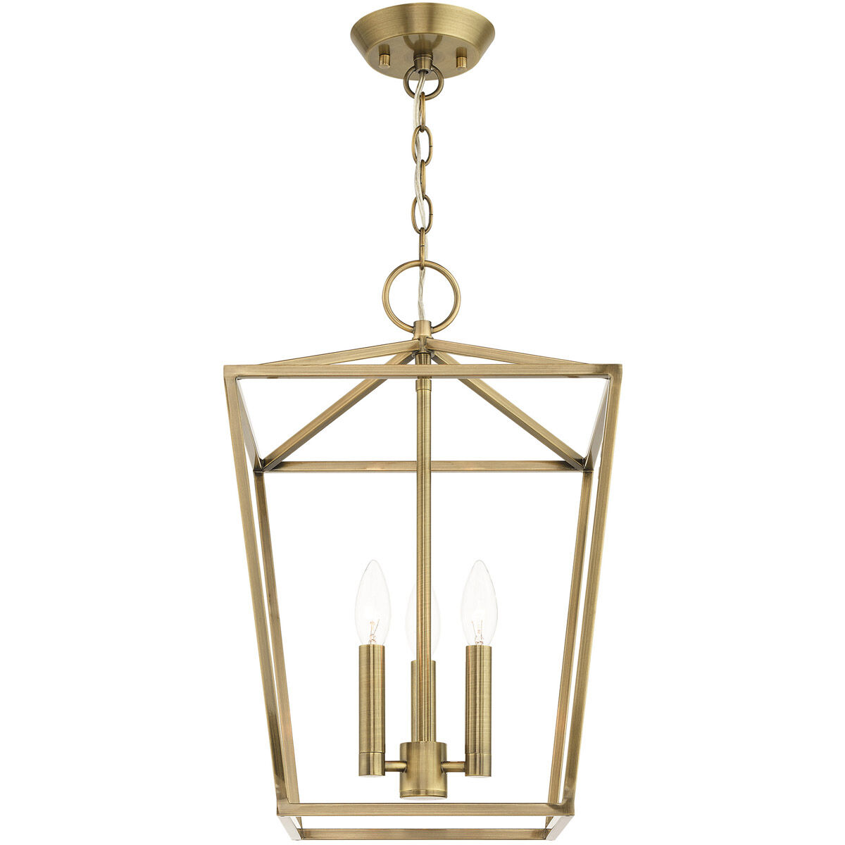 Devone 3 Light 13 inch Antique Brass Convertible Semi Flush/Lantern Ceiling Light