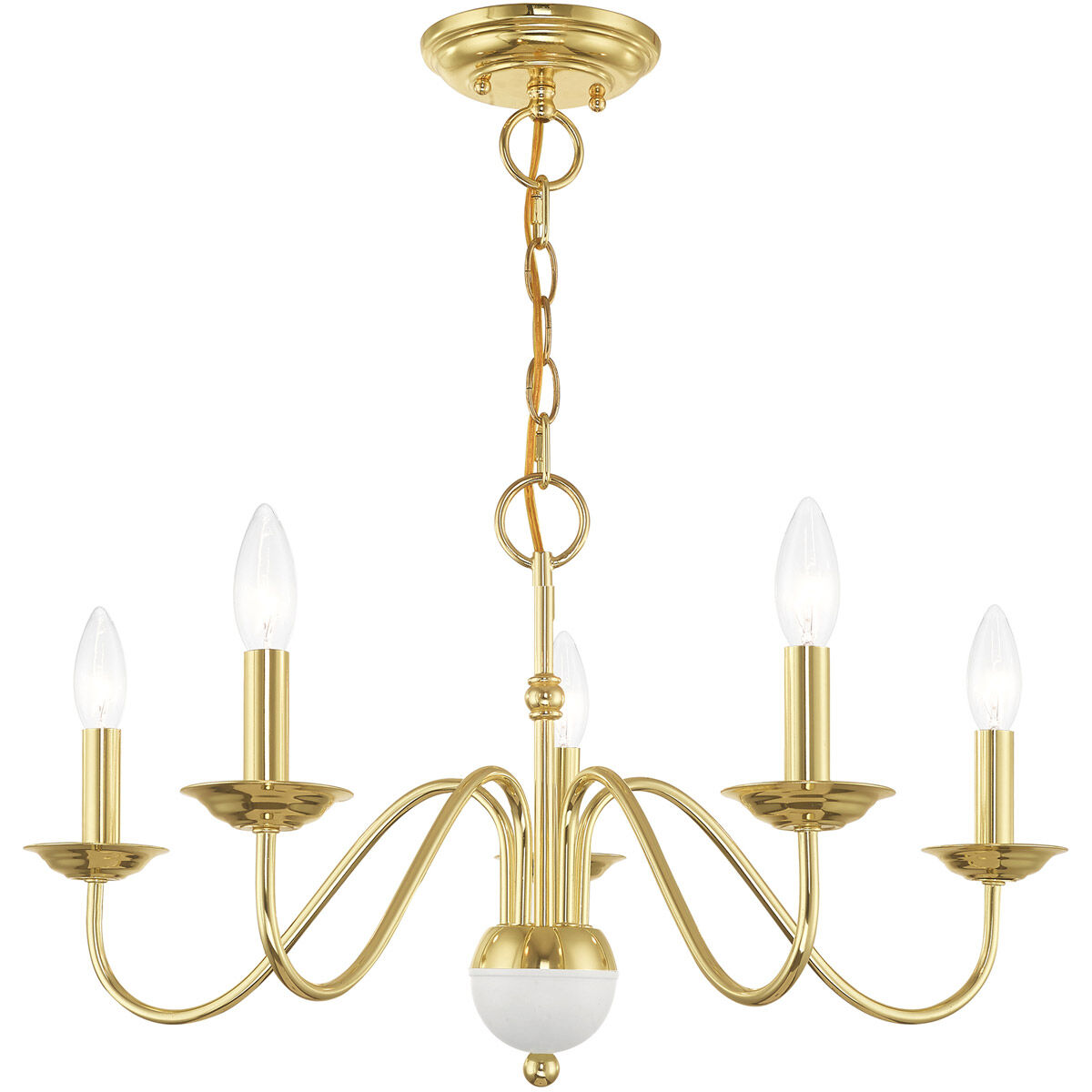 Windsor 5 Light 24 inch Polished Brass Chandelier Ceiling Light