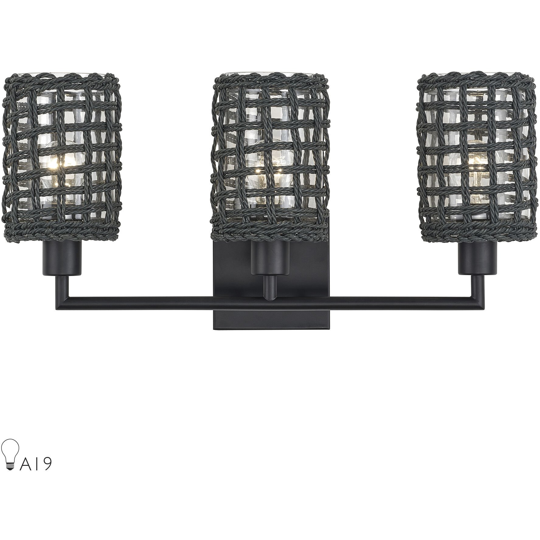 Twinewell 3 Light 23 inch Black Vanity Wall Sconce Wall Light