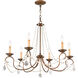 Pennington 6 Light 28 inch Hand Applied Venetian Golden Bronze Chandelier Ceiling Light