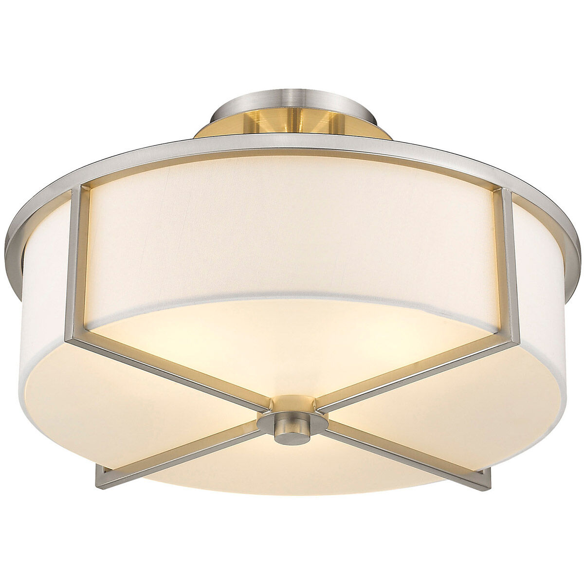 Wesley 3 Light 16 inch Brushed Nickel Semi-Flush Mount Ceiling Light