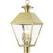 Wentworth 4 Light 27.5 inch Natural Brass Outdoor Extra Large Post Top Lantern, Extra Large