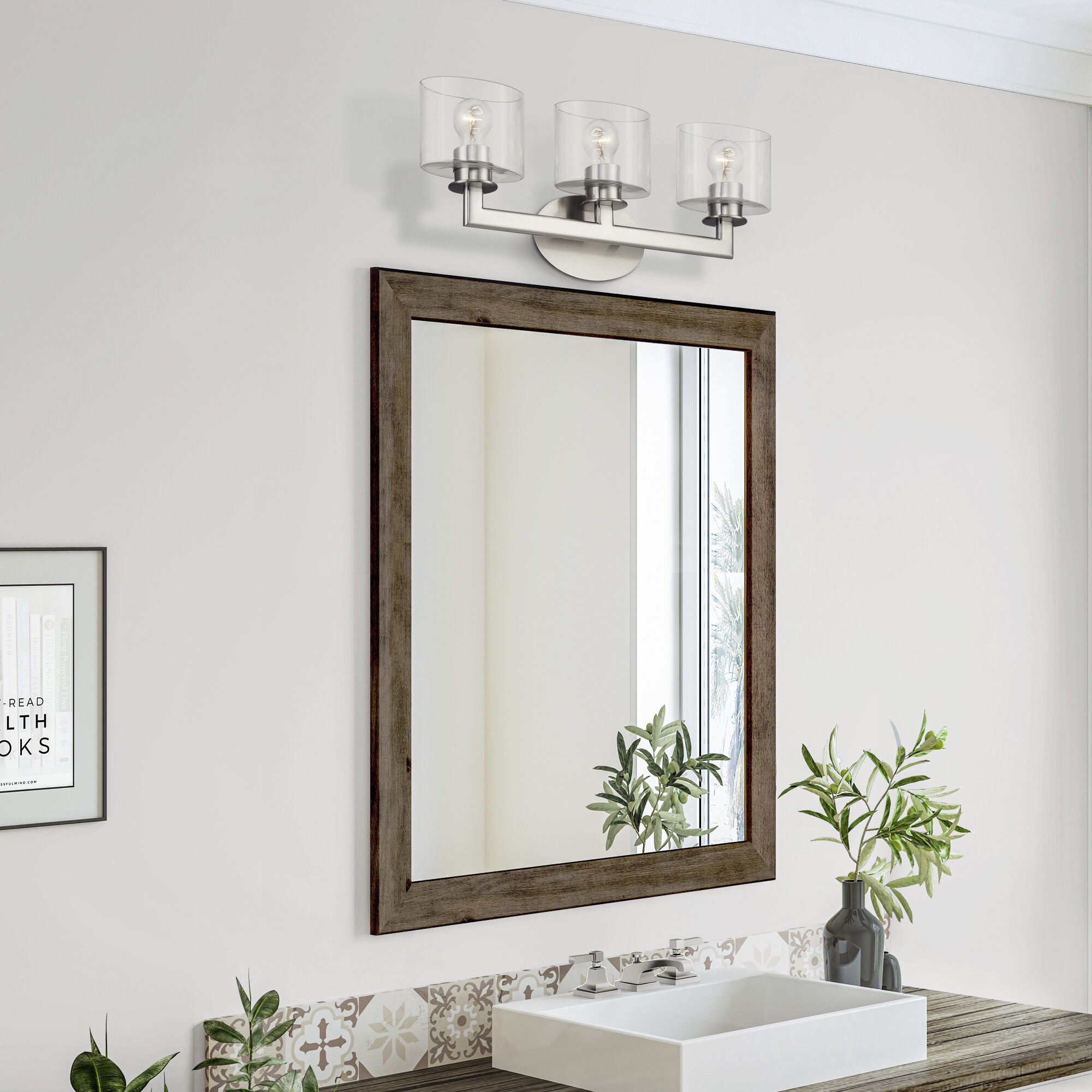 Bernardino 3 Light 23.75 inch Brushed Nickel Vanity Wall Sconce Wall Light