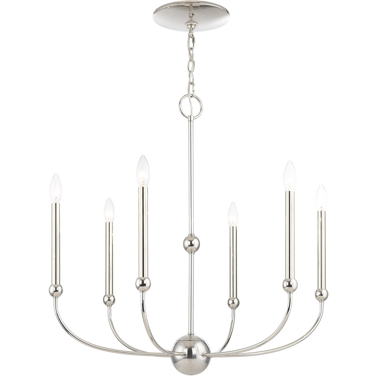 Cortlandt 6 Light 28 inch Polished Nickel Chandelier Ceiling Light