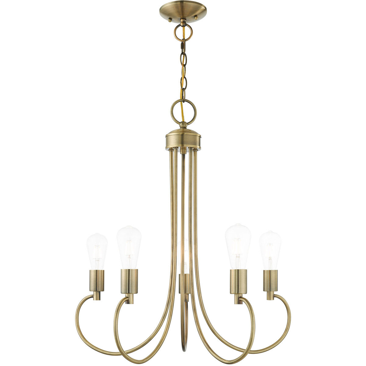 Bari 5 Light 25 inch Antique Brass Chandelier Ceiling Light