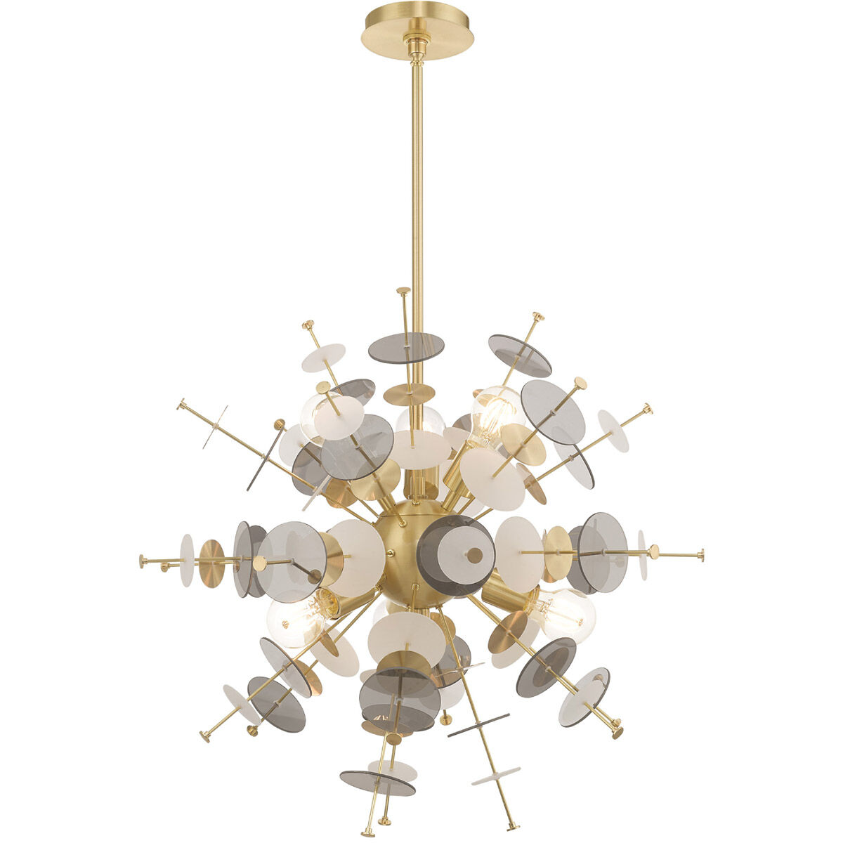 Circulo 6 Light 24 inch Satin Brass Pendant Chandelier Ceiling Light