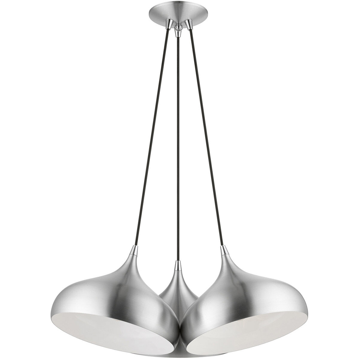 Amador 3 Light 25 inch Brushed Aluminum with Polished Chrome Accents Cluster Pendant Ceiling Light