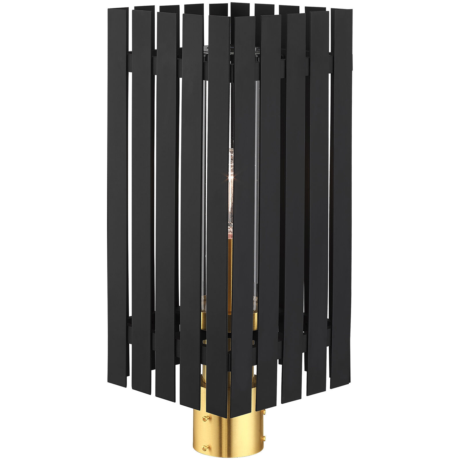 Greenwich 1 Light 20 inch Black with Satin Brass Accents Outdoor Post Top Lantern