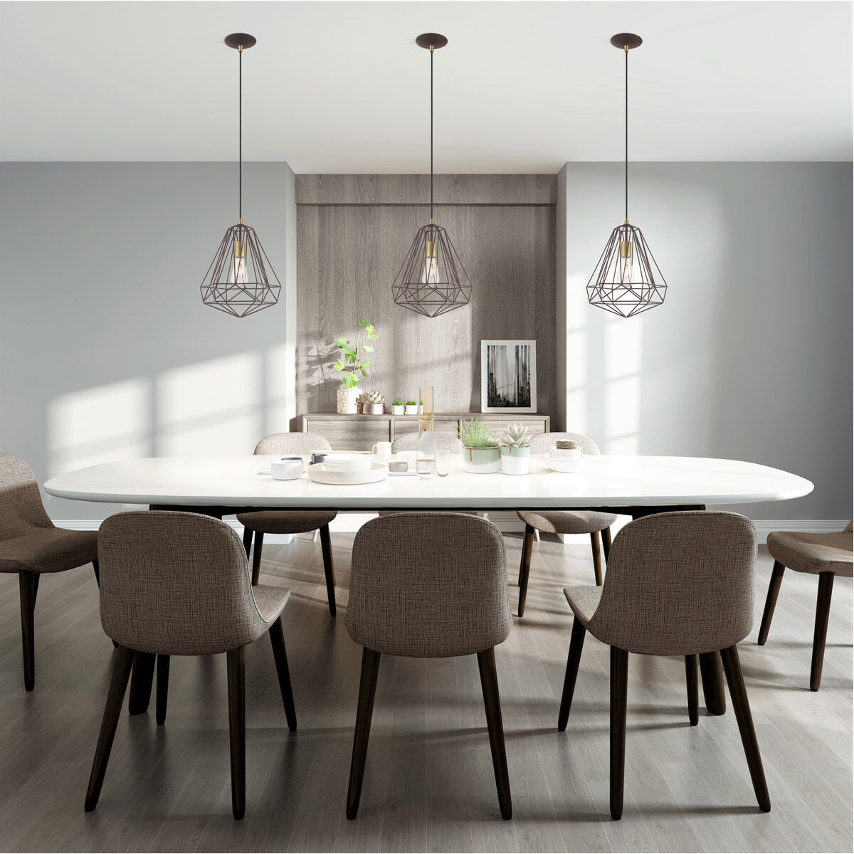 Geometric 1 Light 12 inch Bronze Mini Pendant Ceiling Light