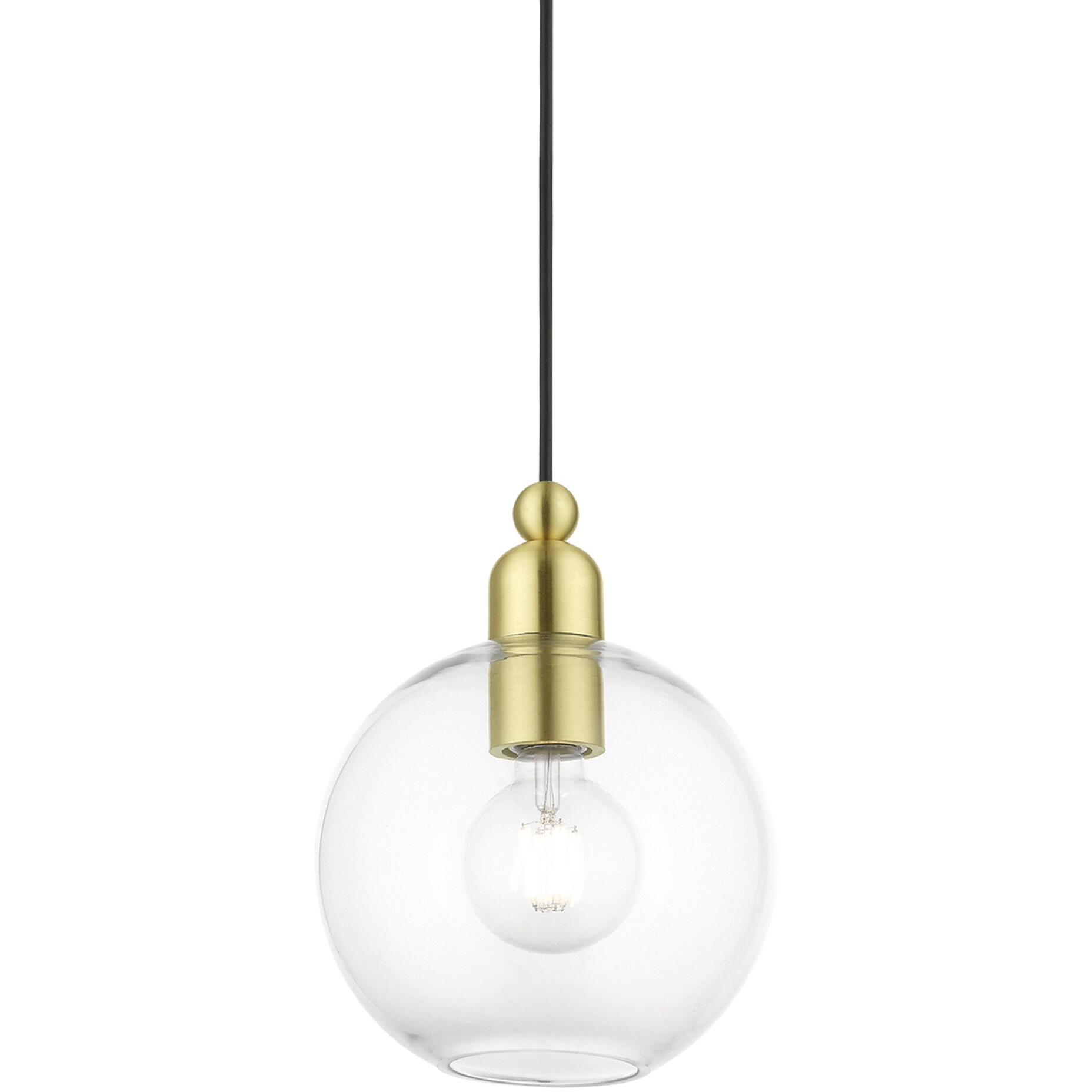 Downtown 1 Light 8 inch Satin Brass Pendant Ceiling Light, Sphere
