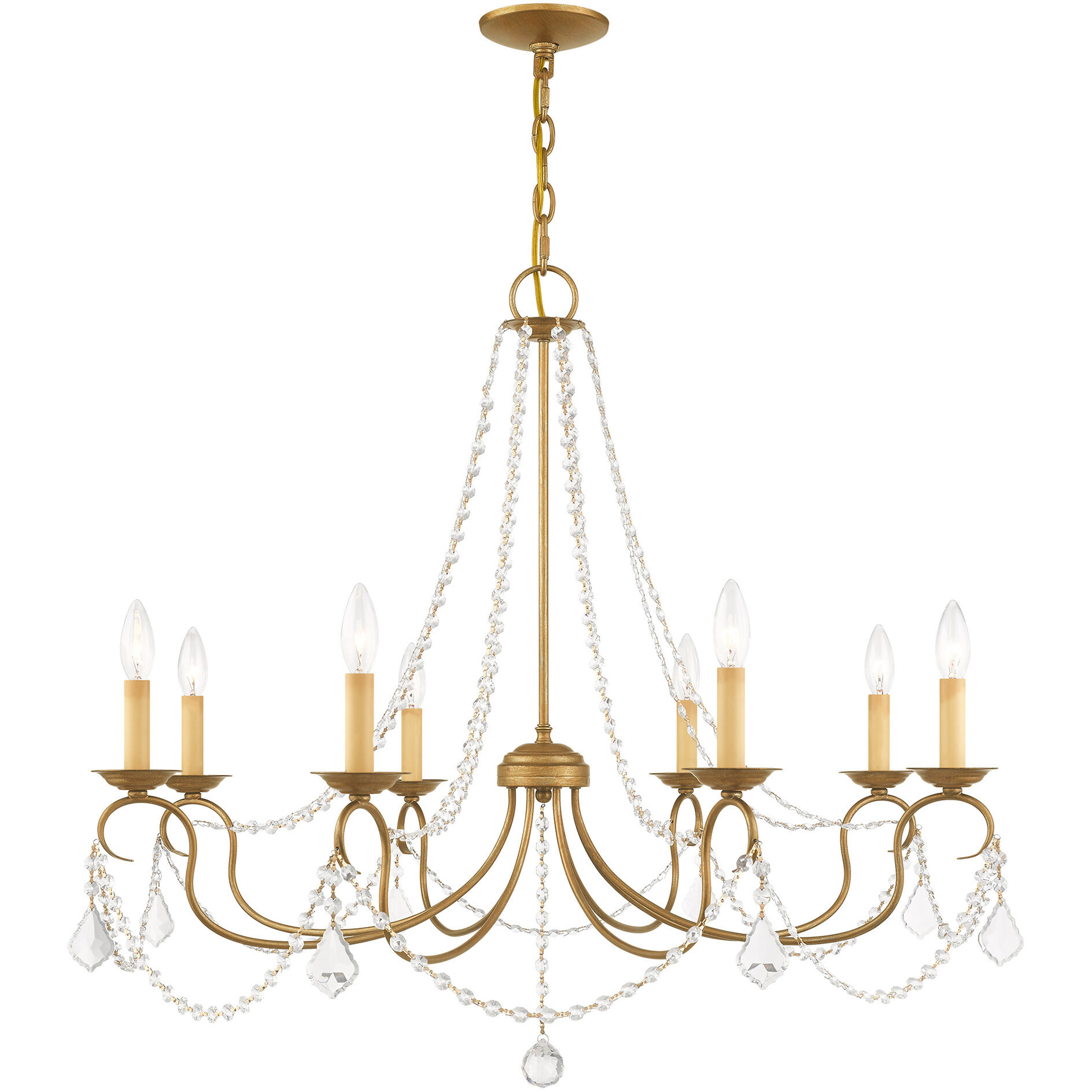 Pennington 8 Light 34 inch Antique Gold Leaf Chandelier Ceiling Light
