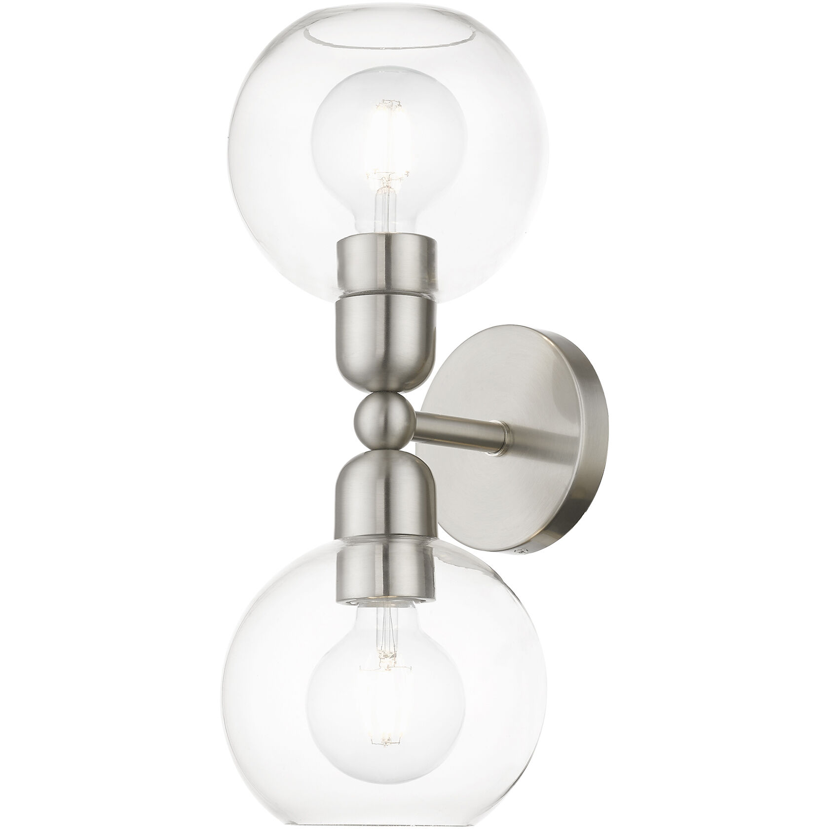 Downtown 2 Light 7 inch Brushed Nickel Vanity Sconce Wall Light, Sphere