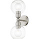 Downtown 2 Light 7 inch Brushed Nickel Vanity Sconce Wall Light, Sphere