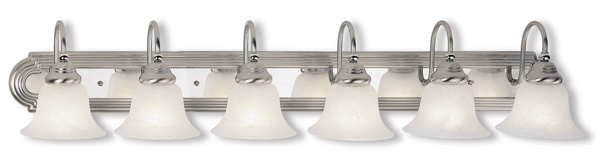 Belmont 6 Light 48 inch Brushed Nickel & Polished Chrome Bath Vanity Wall Light in Brushed Nickel with Chrome Insert