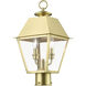 Wentworth 2 Light 18 inch Natural Brass Outdoor Post Top Lantern, Medium