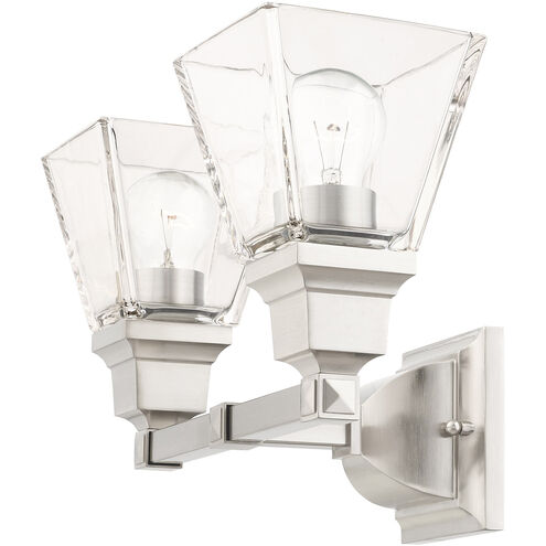 Mission 2 Light 15 inch Brushed Nickel Vanity Sconce Wall Light