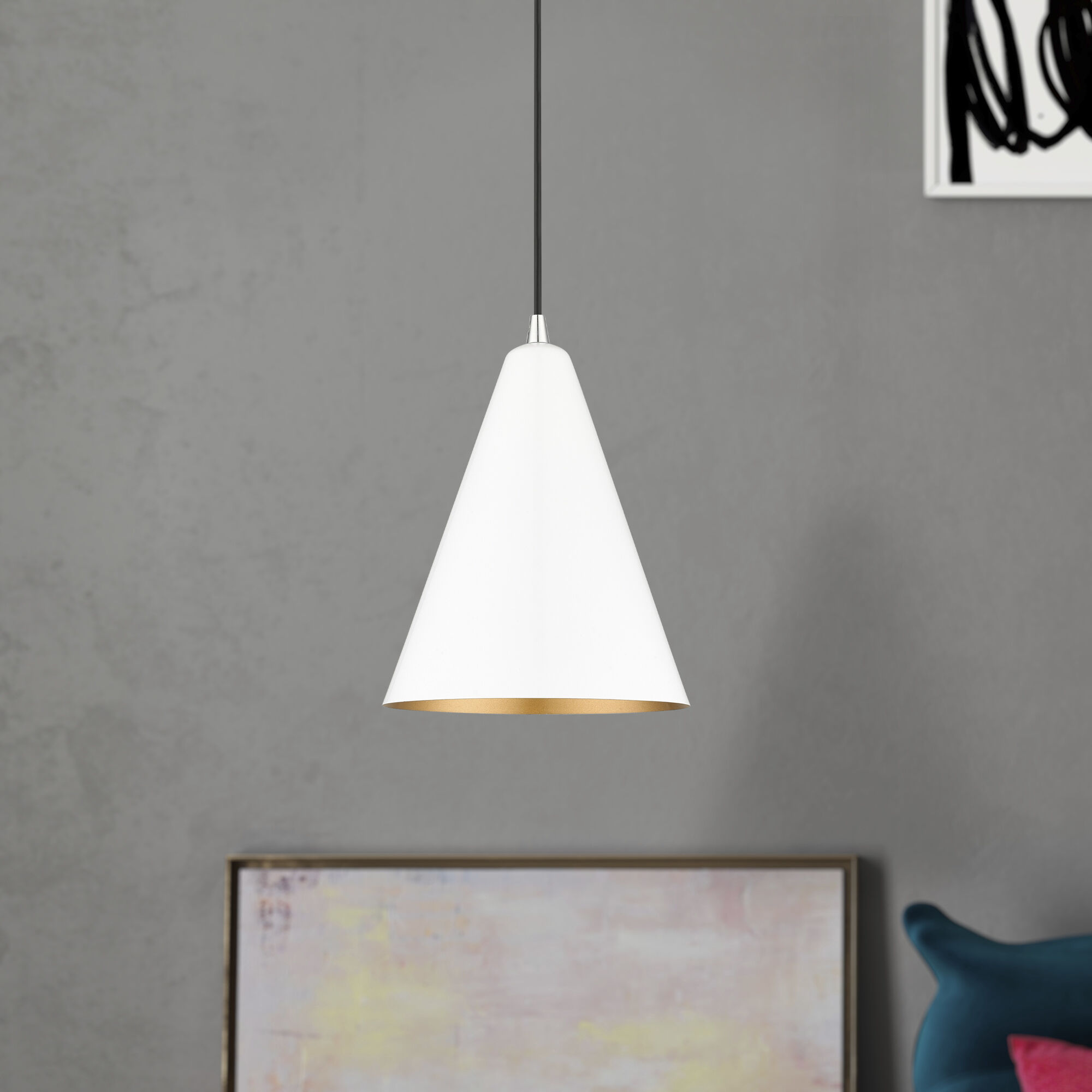 Dulce 1 Light 10 inch Shiny White with Polished Chrome Accents Pendant Ceiling Light