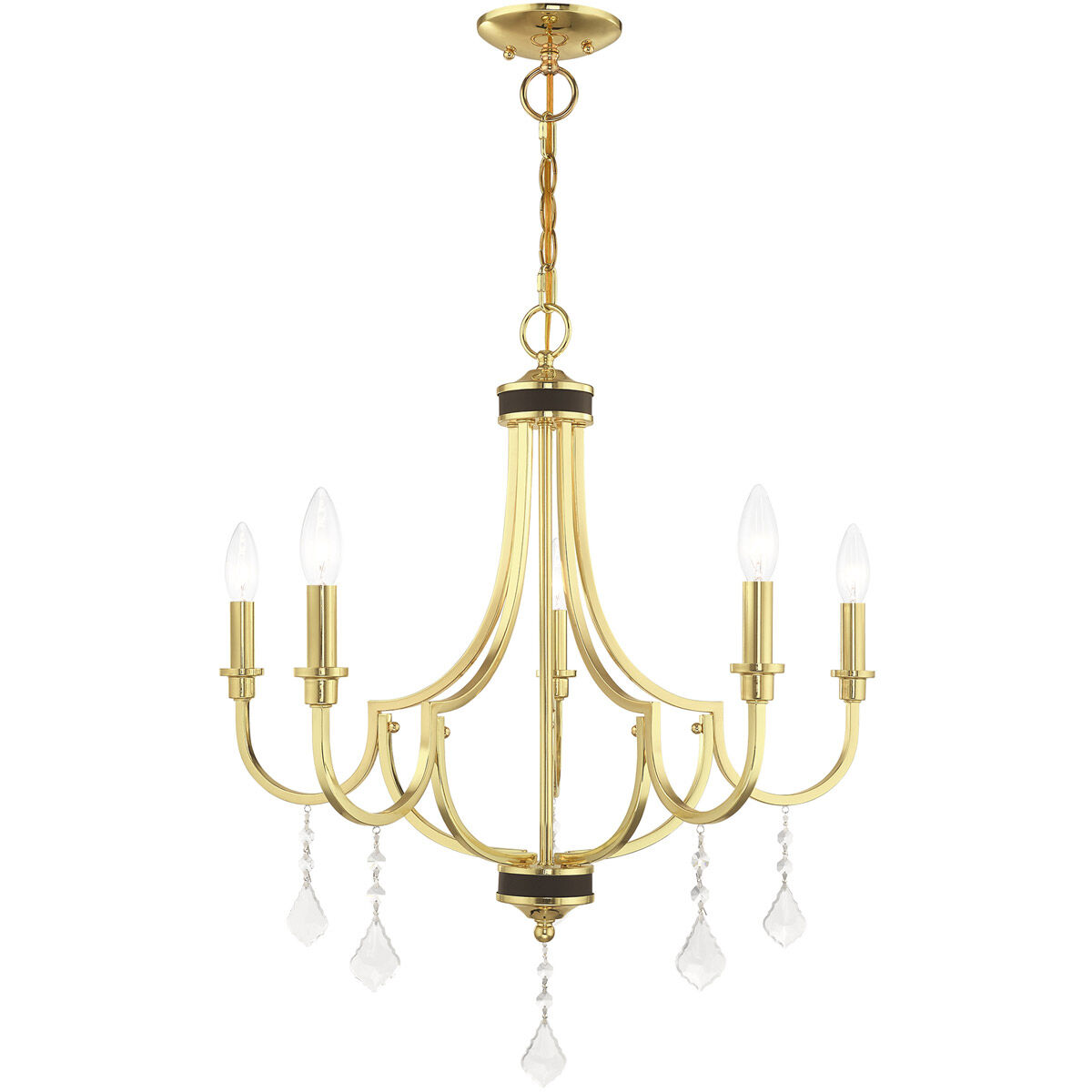 Glendale 5 Light 24.5 inch Polished Brass Chandelier Ceiling Light