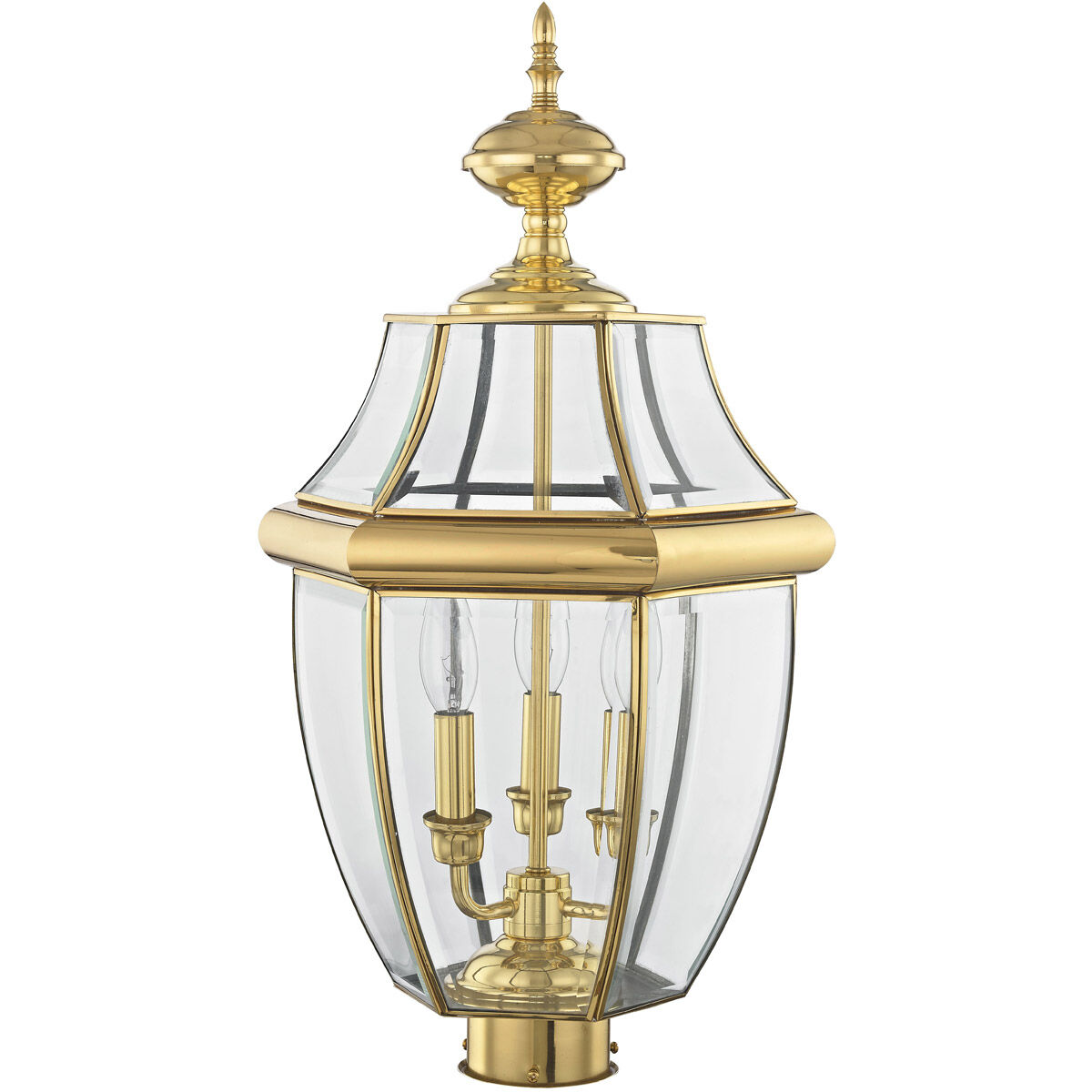 Monterey 3 Light 23.5 inch Polished Brass Outdoor Post Top Lantern